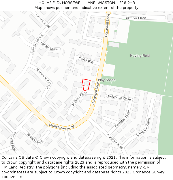 HOLMFIELD, HORSEWELL LANE, WIGSTON, LE18 2HR: Location map and indicative extent of plot