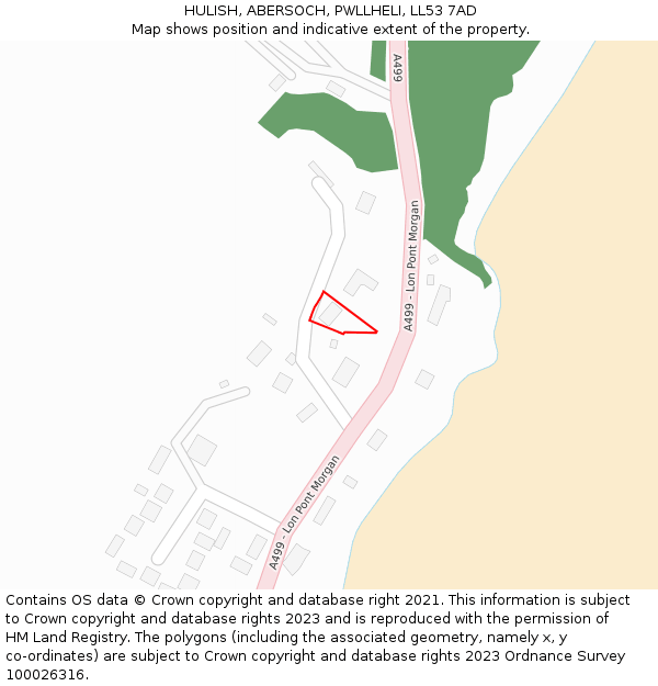 HULISH, ABERSOCH, PWLLHELI, LL53 7AD: Location map and indicative extent of plot