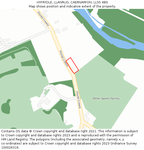 HYFRYDLE, LLANRUG, CAERNARFON, LL55 4BS: Location map and indicative extent of plot