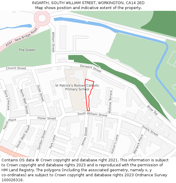 INGARTH, SOUTH WILLIAM STREET, WORKINGTON, CA14 2ED: Location map and indicative extent of plot