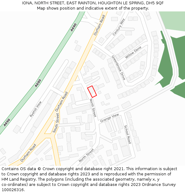 IONA, NORTH STREET, EAST RAINTON, HOUGHTON LE SPRING, DH5 9QF: Location map and indicative extent of plot