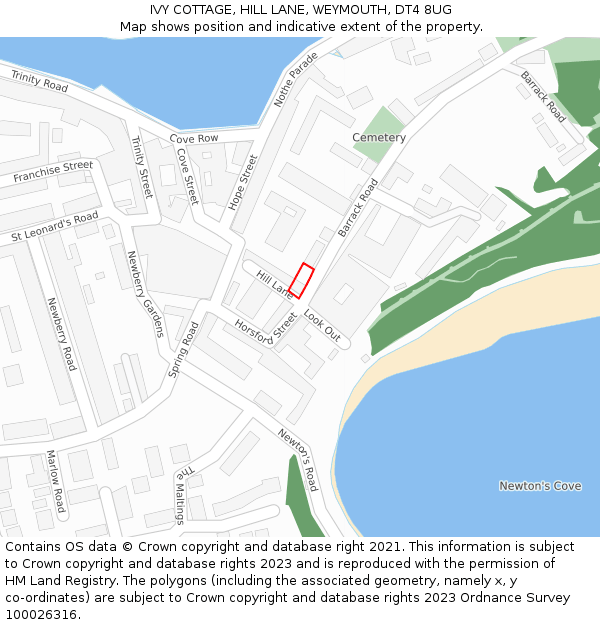 IVY COTTAGE, HILL LANE, WEYMOUTH, DT4 8UG: Location map and indicative extent of plot