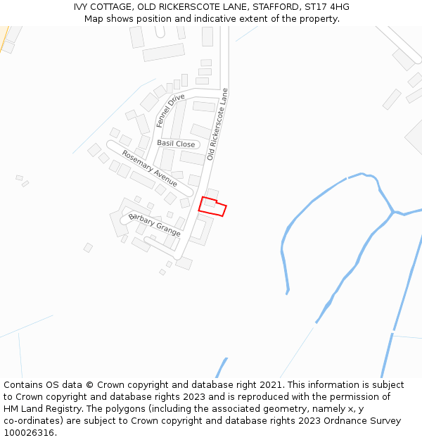 IVY COTTAGE, OLD RICKERSCOTE LANE, STAFFORD, ST17 4HG: Location map and indicative extent of plot