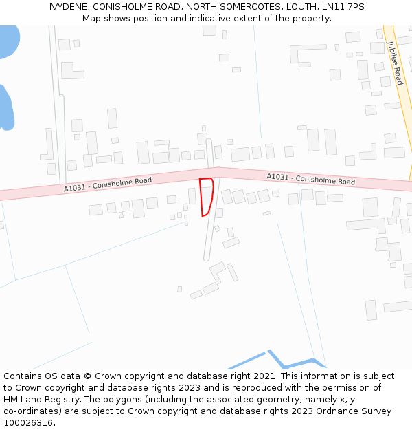 IVYDENE, CONISHOLME ROAD, NORTH SOMERCOTES, LOUTH, LN11 7PS: Location map and indicative extent of plot