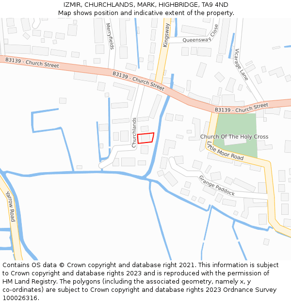 IZMIR, CHURCHLANDS, MARK, HIGHBRIDGE, TA9 4ND: Location map and indicative extent of plot