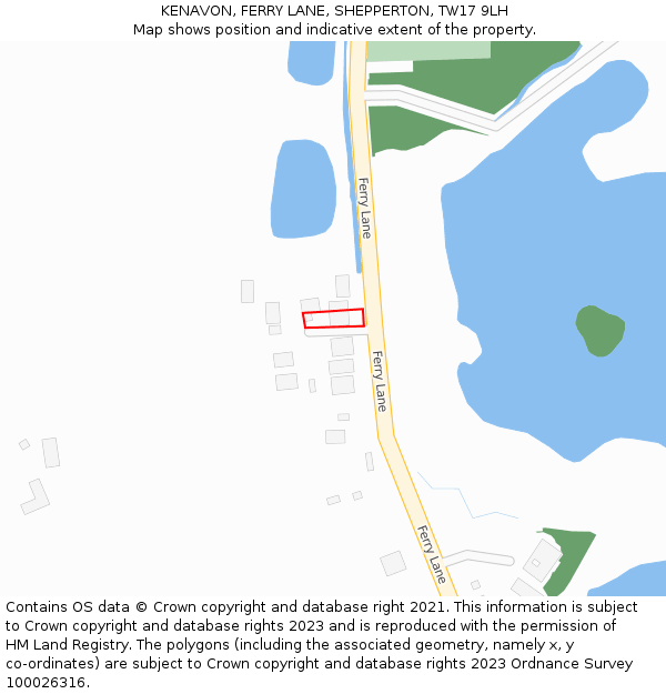 KENAVON, FERRY LANE, SHEPPERTON, TW17 9LH: Location map and indicative extent of plot