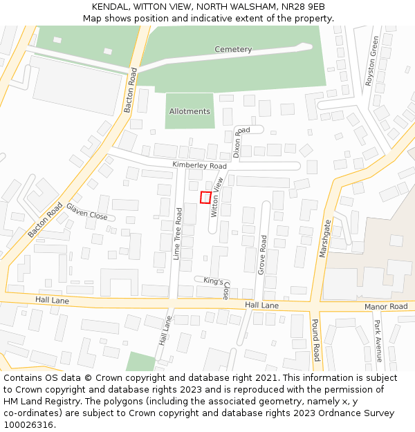 KENDAL, WITTON VIEW, NORTH WALSHAM, NR28 9EB: Location map and indicative extent of plot