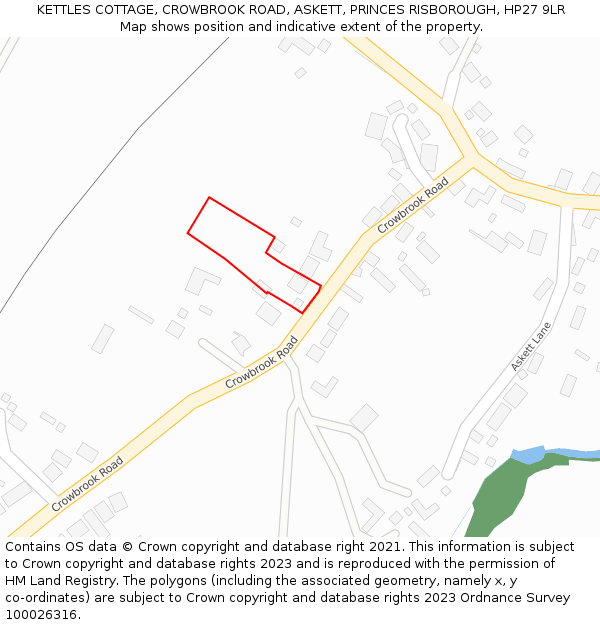KETTLES COTTAGE, CROWBROOK ROAD, ASKETT, PRINCES RISBOROUGH, HP27 9LR: Location map and indicative extent of plot