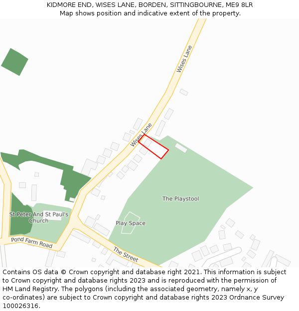 KIDMORE END, WISES LANE, BORDEN, SITTINGBOURNE, ME9 8LR: Location map and indicative extent of plot