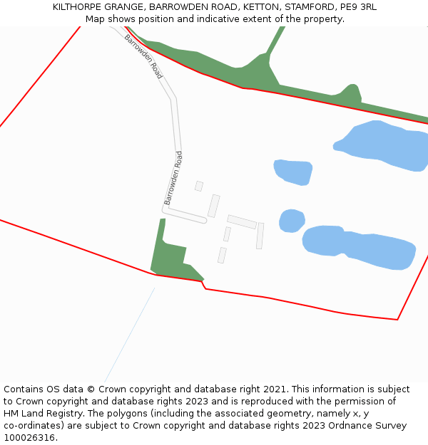 KILTHORPE GRANGE, BARROWDEN ROAD, KETTON, STAMFORD, PE9 3RL: Location map and indicative extent of plot