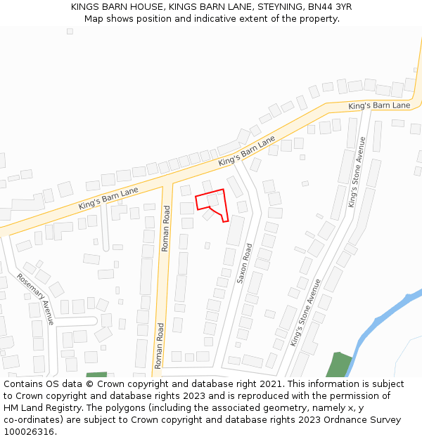 KINGS BARN HOUSE, KINGS BARN LANE, STEYNING, BN44 3YR: Location map and indicative extent of plot