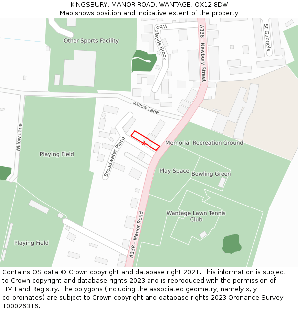 KINGSBURY, MANOR ROAD, WANTAGE, OX12 8DW: Location map and indicative extent of plot