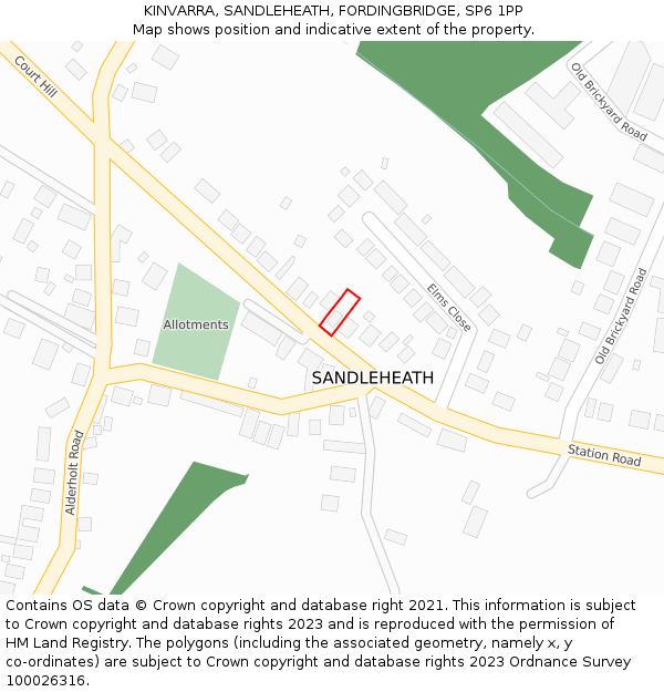 KINVARRA, SANDLEHEATH, FORDINGBRIDGE, SP6 1PP: Location map and indicative extent of plot