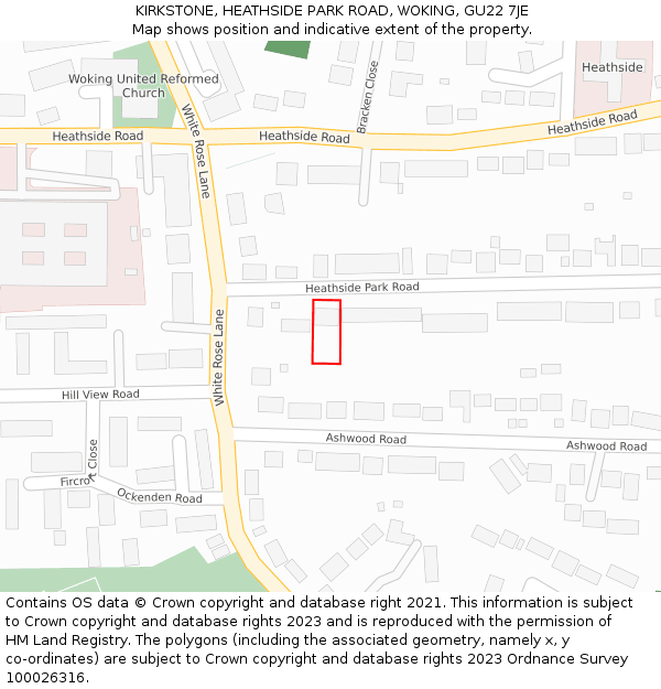 KIRKSTONE, HEATHSIDE PARK ROAD, WOKING, GU22 7JE: Location map and indicative extent of plot