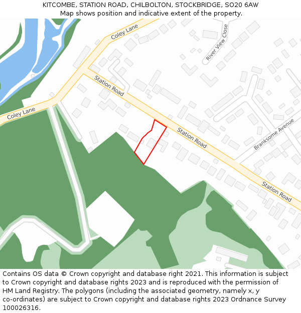 KITCOMBE, STATION ROAD, CHILBOLTON, STOCKBRIDGE, SO20 6AW: Location map and indicative extent of plot