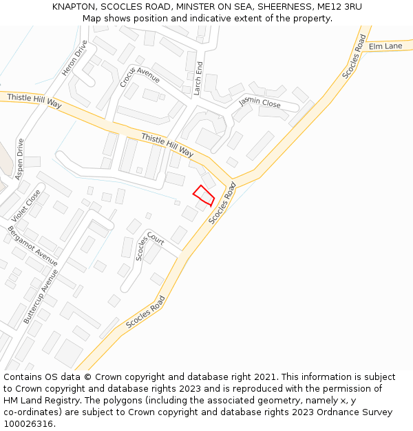 KNAPTON, SCOCLES ROAD, MINSTER ON SEA, SHEERNESS, ME12 3RU: Location map and indicative extent of plot