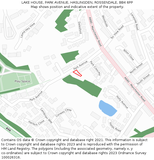 LAKE HOUSE, PARK AVENUE, HASLINGDEN, ROSSENDALE, BB4 6PP: Location map and indicative extent of plot