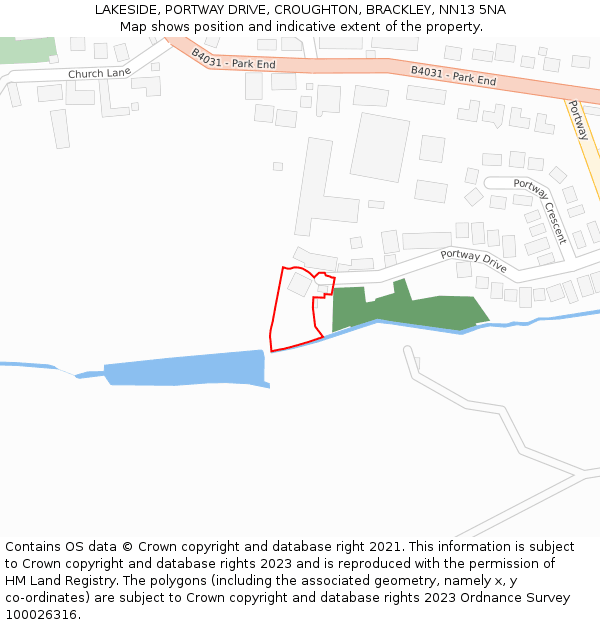 LAKESIDE, PORTWAY DRIVE, CROUGHTON, BRACKLEY, NN13 5NA: Location map and indicative extent of plot