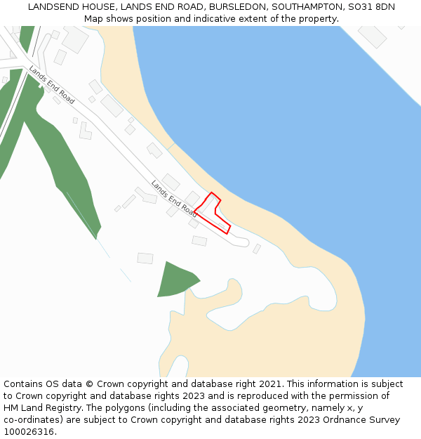 LANDSEND HOUSE, LANDS END ROAD, BURSLEDON, SOUTHAMPTON, SO31 8DN: Location map and indicative extent of plot