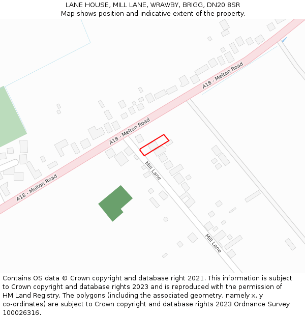 LANE HOUSE, MILL LANE, WRAWBY, BRIGG, DN20 8SR: Location map and indicative extent of plot