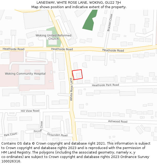 LANESWAY, WHITE ROSE LANE, WOKING, GU22 7JH: Location map and indicative extent of plot