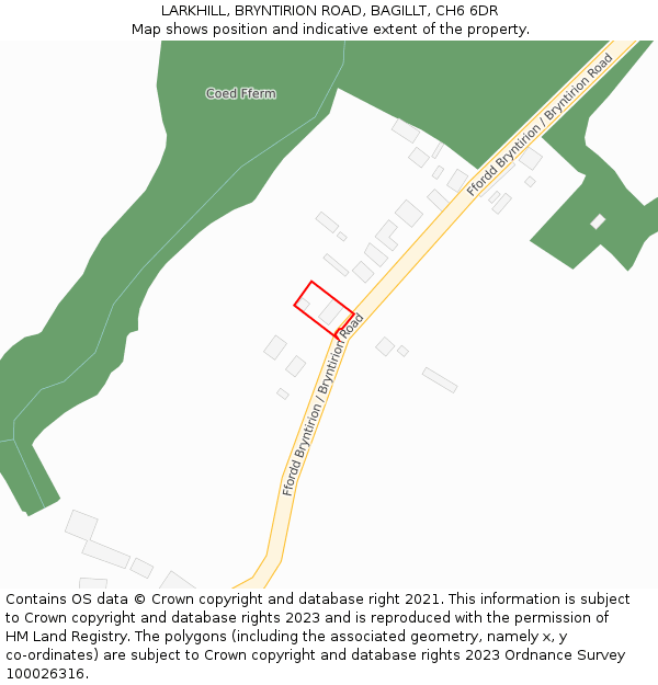 LARKHILL, BRYNTIRION ROAD, BAGILLT, CH6 6DR: Location map and indicative extent of plot