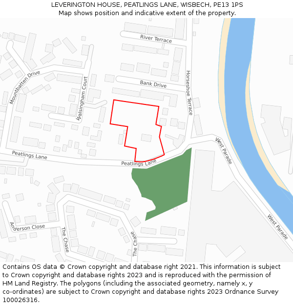 LEVERINGTON HOUSE, PEATLINGS LANE, WISBECH, PE13 1PS: Location map and indicative extent of plot
