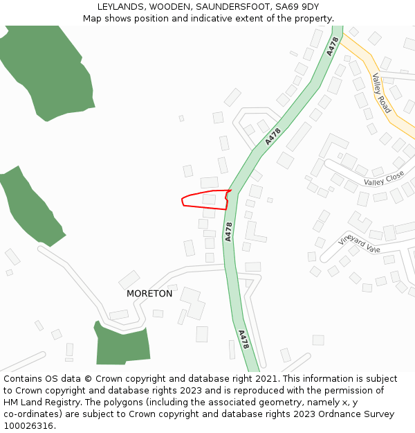 LEYLANDS, WOODEN, SAUNDERSFOOT, SA69 9DY: Location map and indicative extent of plot