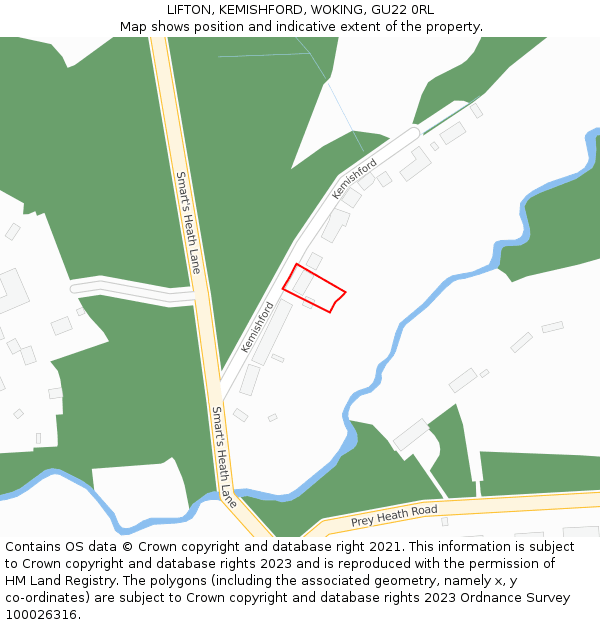 LIFTON, KEMISHFORD, WOKING, GU22 0RL: Location map and indicative extent of plot