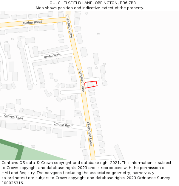 LIHOU, CHELSFIELD LANE, ORPINGTON, BR6 7RR: Location map and indicative extent of plot