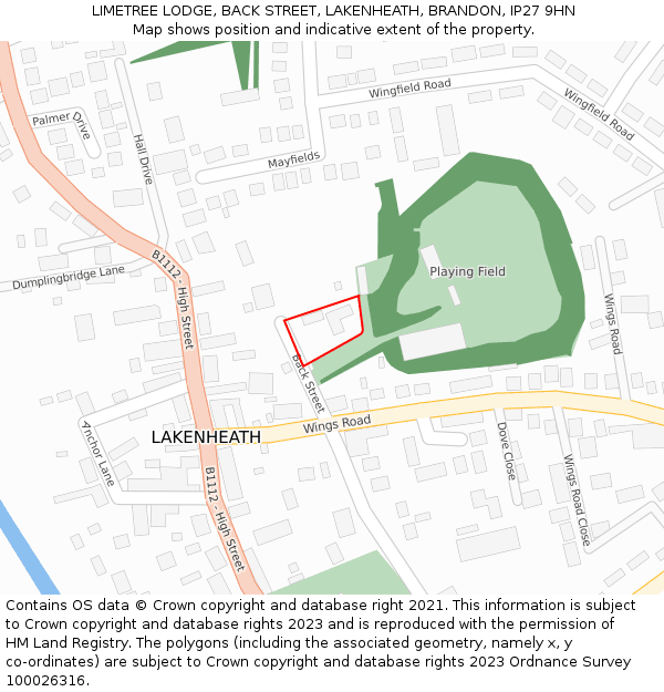 LIMETREE LODGE, BACK STREET, LAKENHEATH, BRANDON, IP27 9HN: Location map and indicative extent of plot