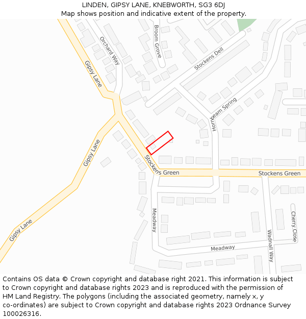 LINDEN, GIPSY LANE, KNEBWORTH, SG3 6DJ: Location map and indicative extent of plot
