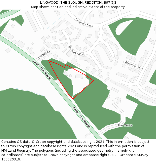 LINGWOOD, THE SLOUGH, REDDITCH, B97 5JS: Location map and indicative extent of plot