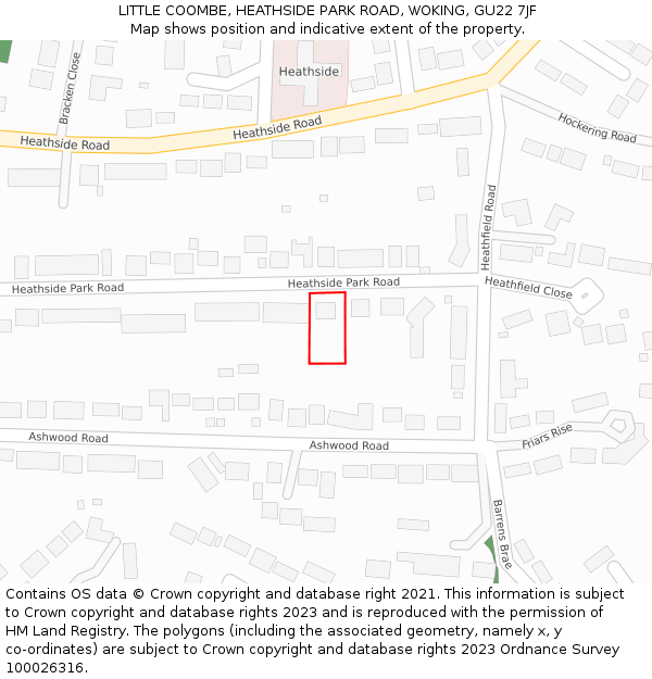 LITTLE COOMBE, HEATHSIDE PARK ROAD, WOKING, GU22 7JF: Location map and indicative extent of plot