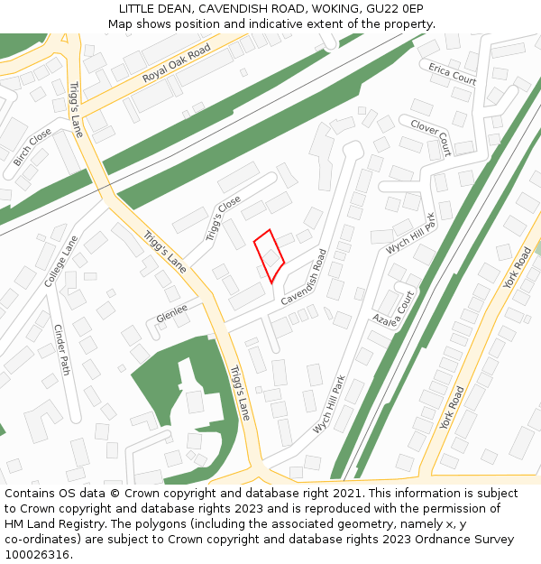 LITTLE DEAN, CAVENDISH ROAD, WOKING, GU22 0EP: Location map and indicative extent of plot