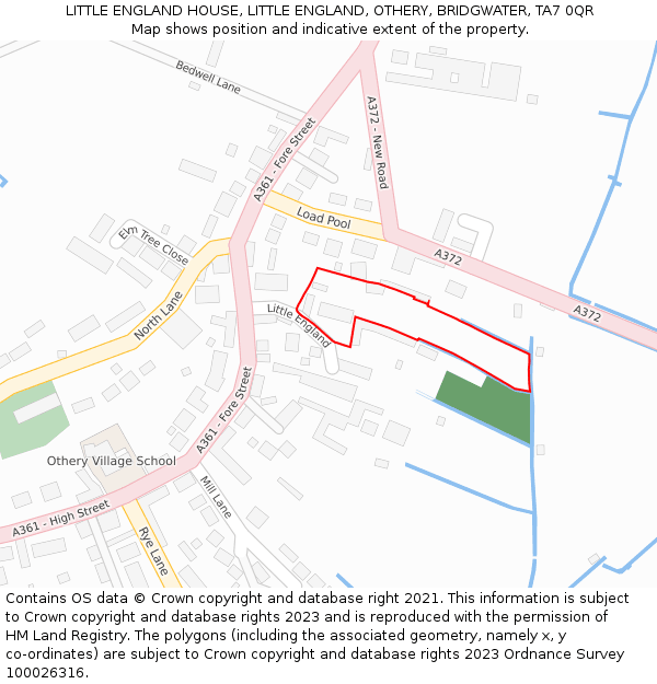 LITTLE ENGLAND HOUSE, LITTLE ENGLAND, OTHERY, BRIDGWATER, TA7 0QR: Location map and indicative extent of plot