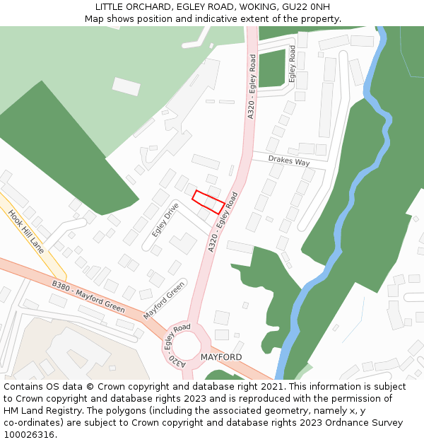 LITTLE ORCHARD, EGLEY ROAD, WOKING, GU22 0NH: Location map and indicative extent of plot