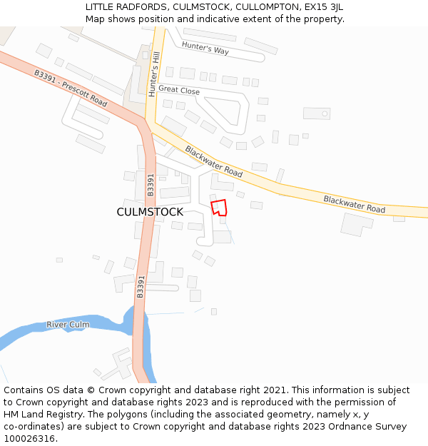LITTLE RADFORDS, CULMSTOCK, CULLOMPTON, EX15 3JL: Location map and indicative extent of plot