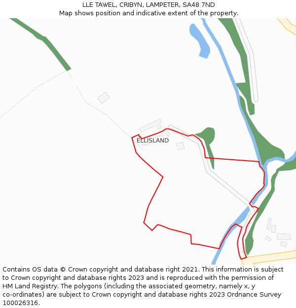 LLE TAWEL, CRIBYN, LAMPETER, SA48 7ND: Location map and indicative extent of plot