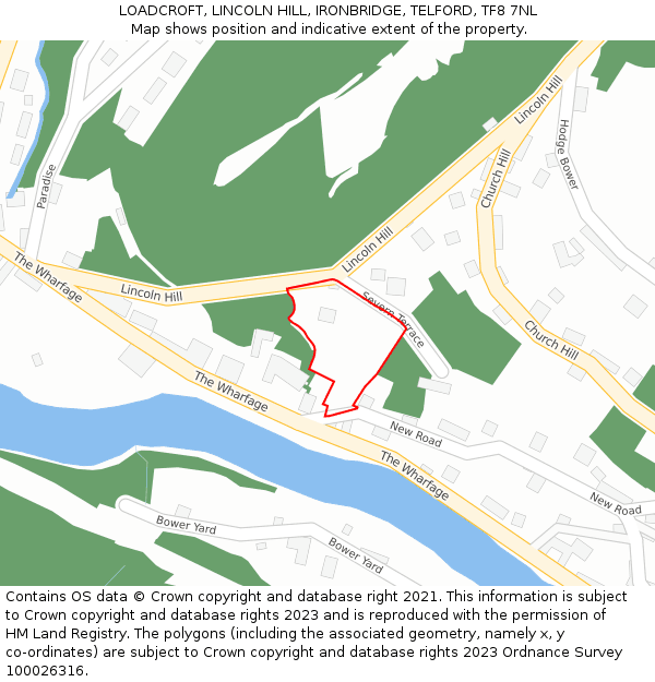 LOADCROFT, LINCOLN HILL, IRONBRIDGE, TELFORD, TF8 7NL: Location map and indicative extent of plot