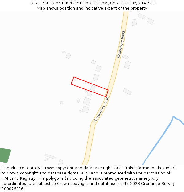 LONE PINE, CANTERBURY ROAD, ELHAM, CANTERBURY, CT4 6UE: Location map and indicative extent of plot