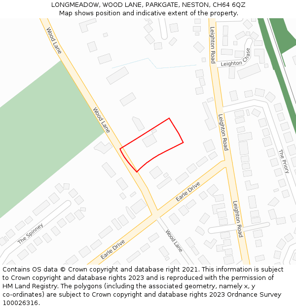 LONGMEADOW, WOOD LANE, PARKGATE, NESTON, CH64 6QZ: Location map and indicative extent of plot