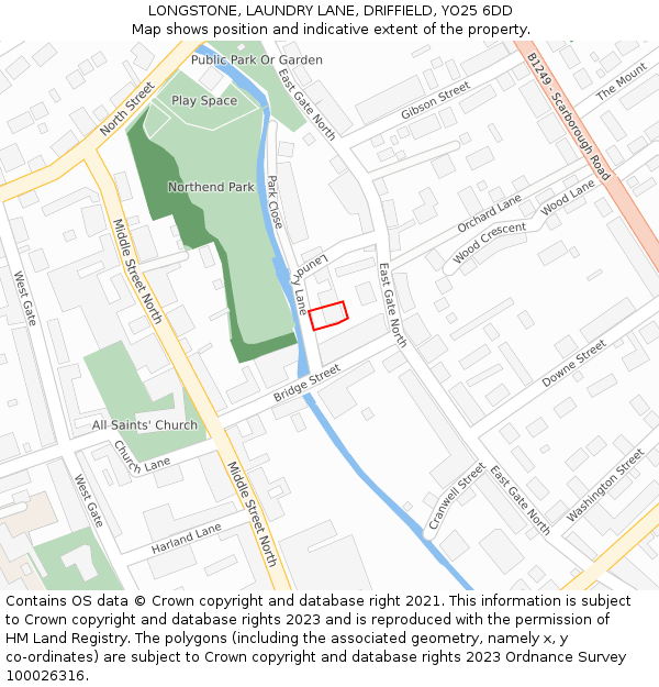 LONGSTONE, LAUNDRY LANE, DRIFFIELD, YO25 6DD: Location map and indicative extent of plot