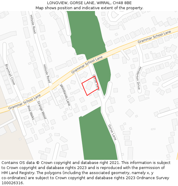 LONGVIEW, GORSE LANE, WIRRAL, CH48 8BE: Location map and indicative extent of plot