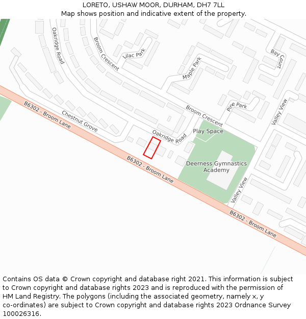 LORETO, USHAW MOOR, DURHAM, DH7 7LL: Location map and indicative extent of plot