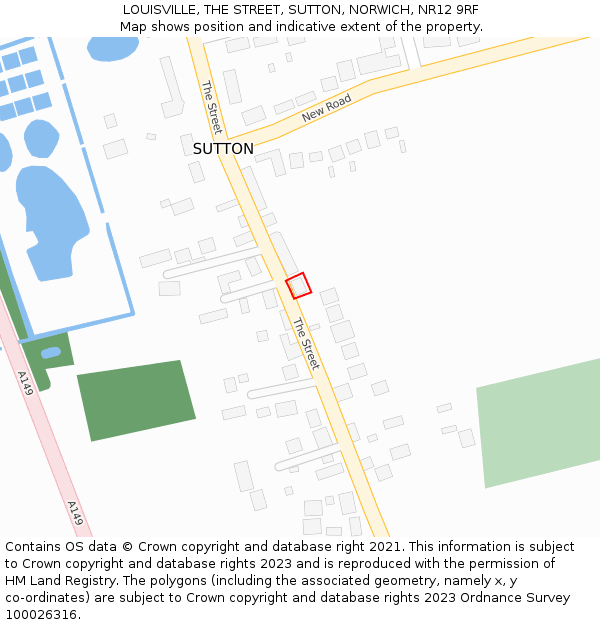 LOUISVILLE, THE STREET, SUTTON, NORWICH, NR12 9RF: Location map and indicative extent of plot