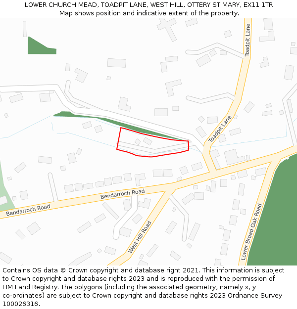 LOWER CHURCH MEAD, TOADPIT LANE, WEST HILL, OTTERY ST MARY, EX11 1TR: Location map and indicative extent of plot
