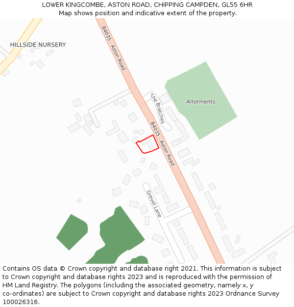 LOWER KINGCOMBE, ASTON ROAD, CHIPPING CAMPDEN, GL55 6HR: Location map and indicative extent of plot