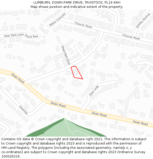 LUMBURN, DOWN PARK DRIVE, TAVISTOCK, PL19 9AH: Location map and indicative extent of plot