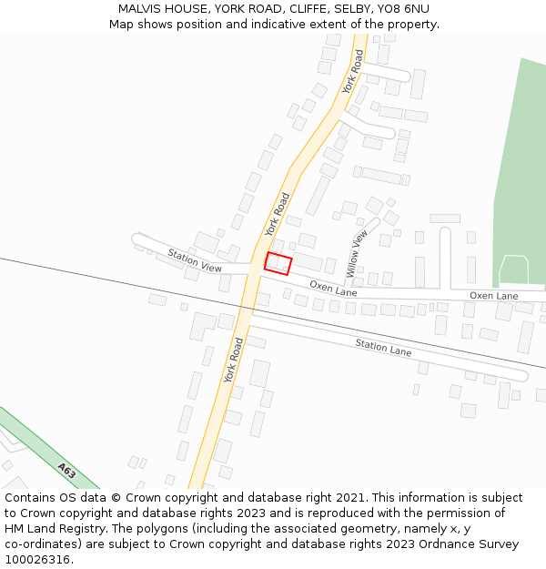 MALVIS HOUSE, YORK ROAD, CLIFFE, SELBY, YO8 6NU: Location map and indicative extent of plot